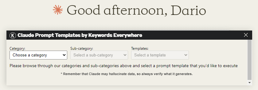 Claude Templates Popup